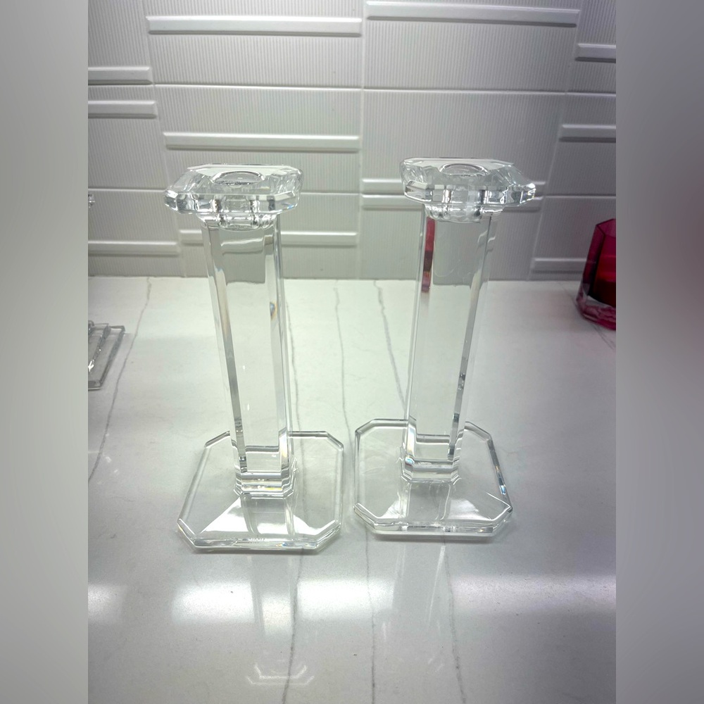STUART CRYSTAL MODERN CANDLE HOLDERS